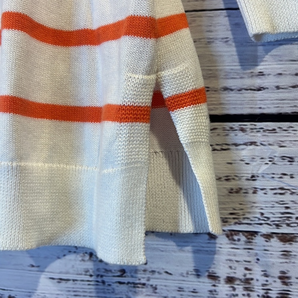 Vineyard Vines White and Orange Striped Knit Whale Sweater - Picture 3 of 6